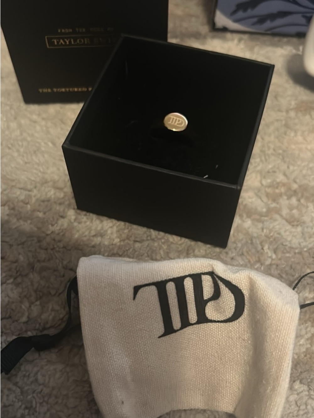 Taylor Swift Gold Signet Ring with Ivory Pouch